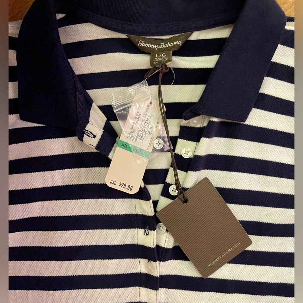 Tommy Bahama Sleeveless Stripe Polo Dress – Navy/White – Size L – NWT - Picture 5 of 8